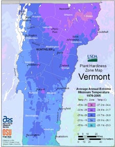 Vermont hardiness zones