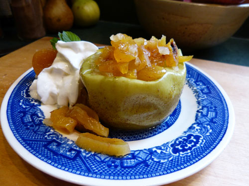 Baked apple with apricots