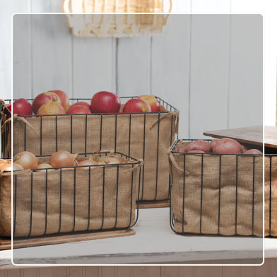Stacked Root Storage Bins full of apples on kitchen counter 
