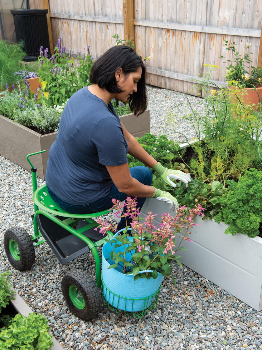Blue Outdoor Garden Swivel Seat Rolling Wheels Weeding Chair Planting Yard Lawn 