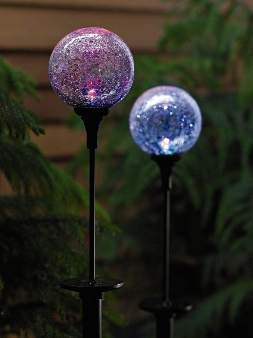 2 x Solar Bunte Kugel Licht Farbwechsel LED Decor Garden Light Stake 