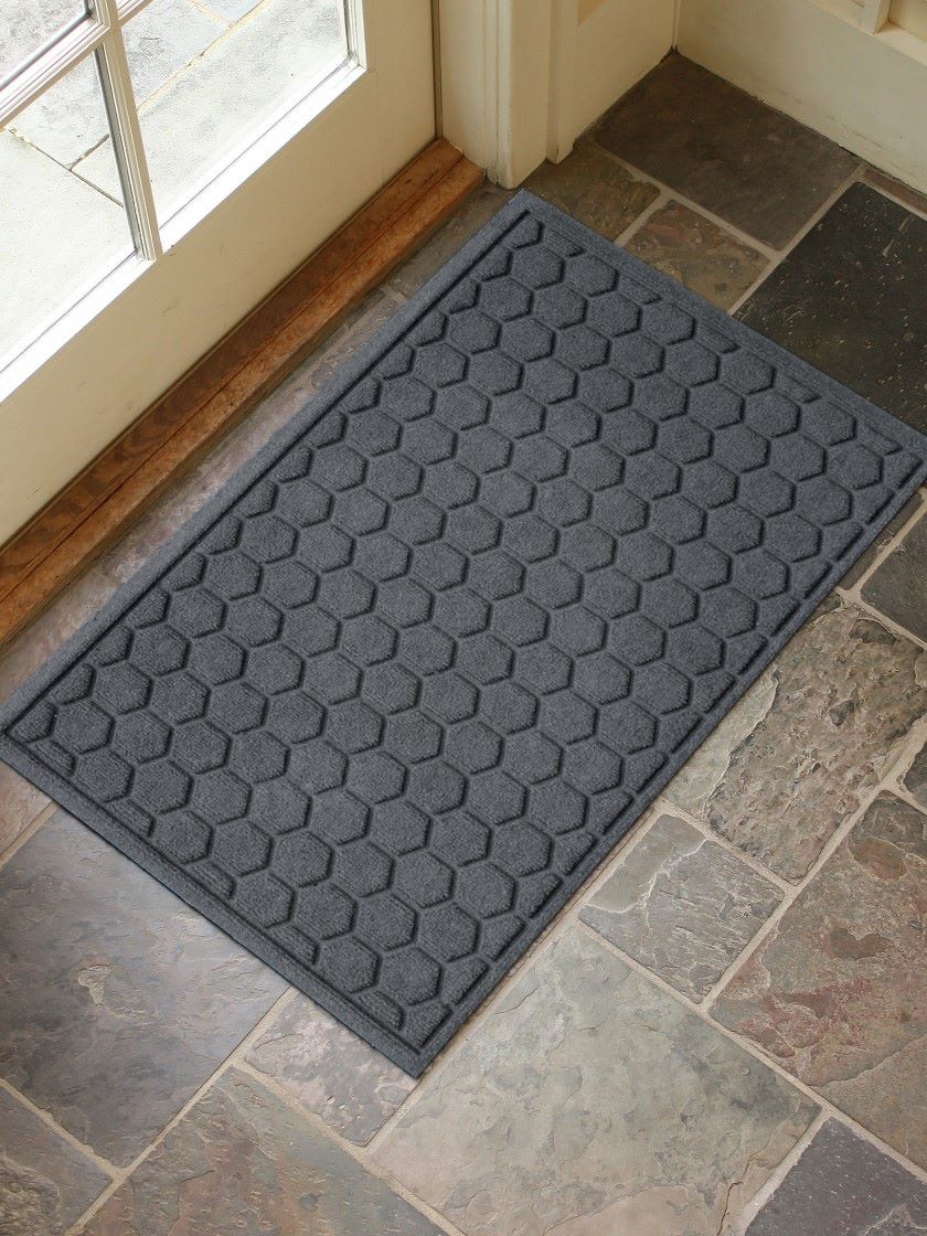 Welcome Mat Front Door Outdoor Raised Rubber Decorative Stone Decor Floor Rug 