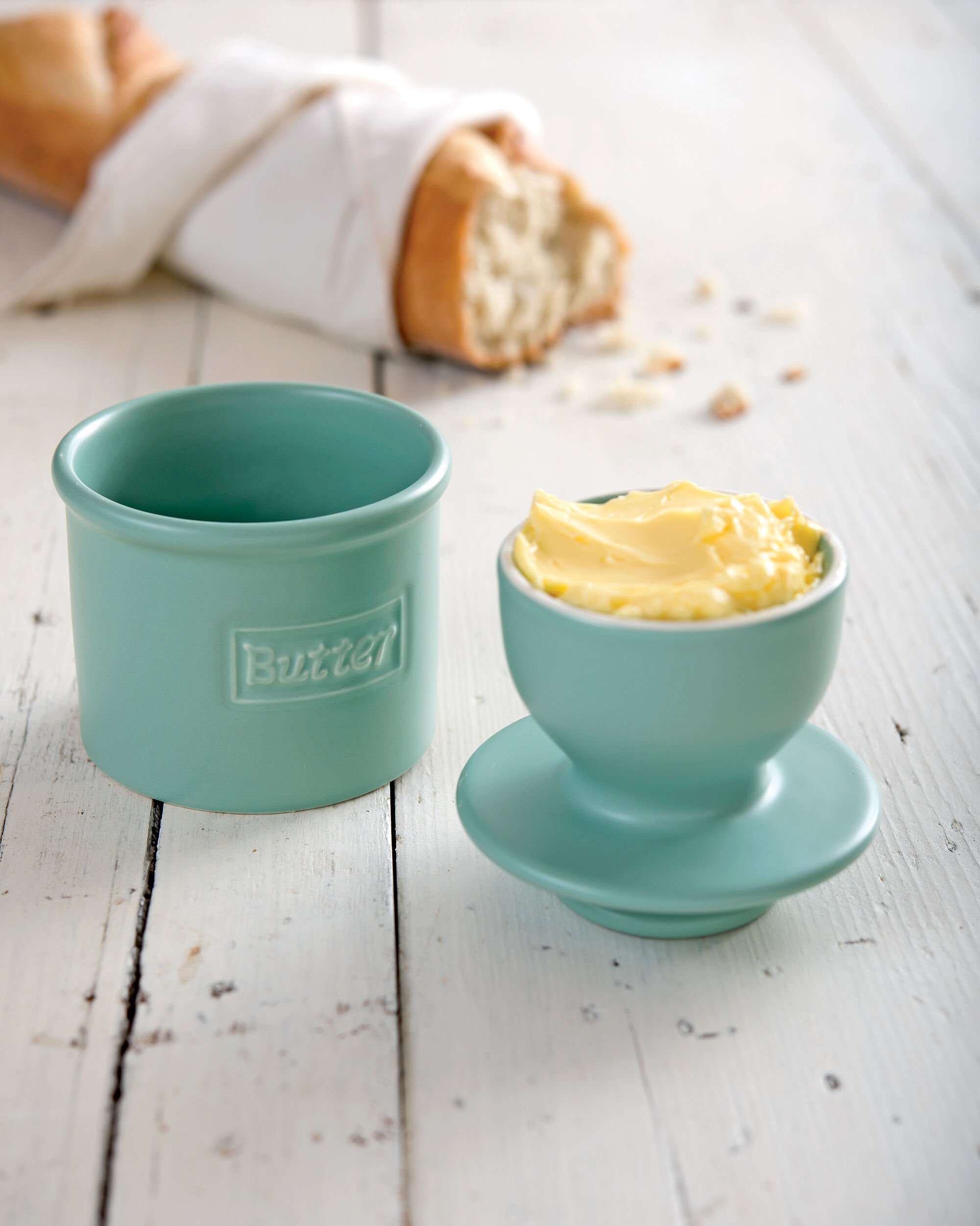 Butter Crock (Blue Floral Vines)