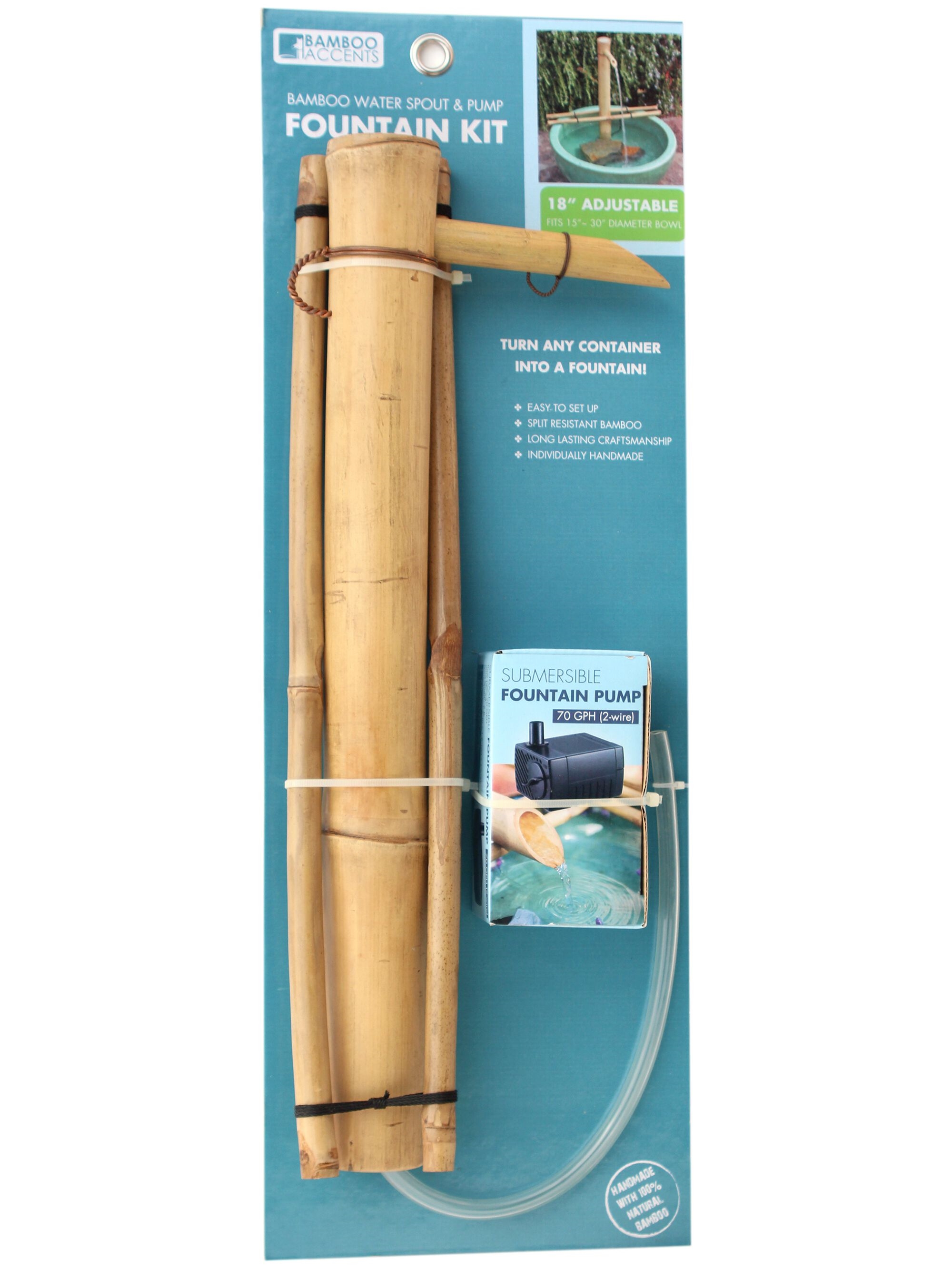Bamboo Accents Water Fountain with Pump, Backyard Pond Kit, Large 18 Inch  Adjustable Style, Smooth Split Resistant Bamboo, Natural Bamboo Fountain -  Pricepulse