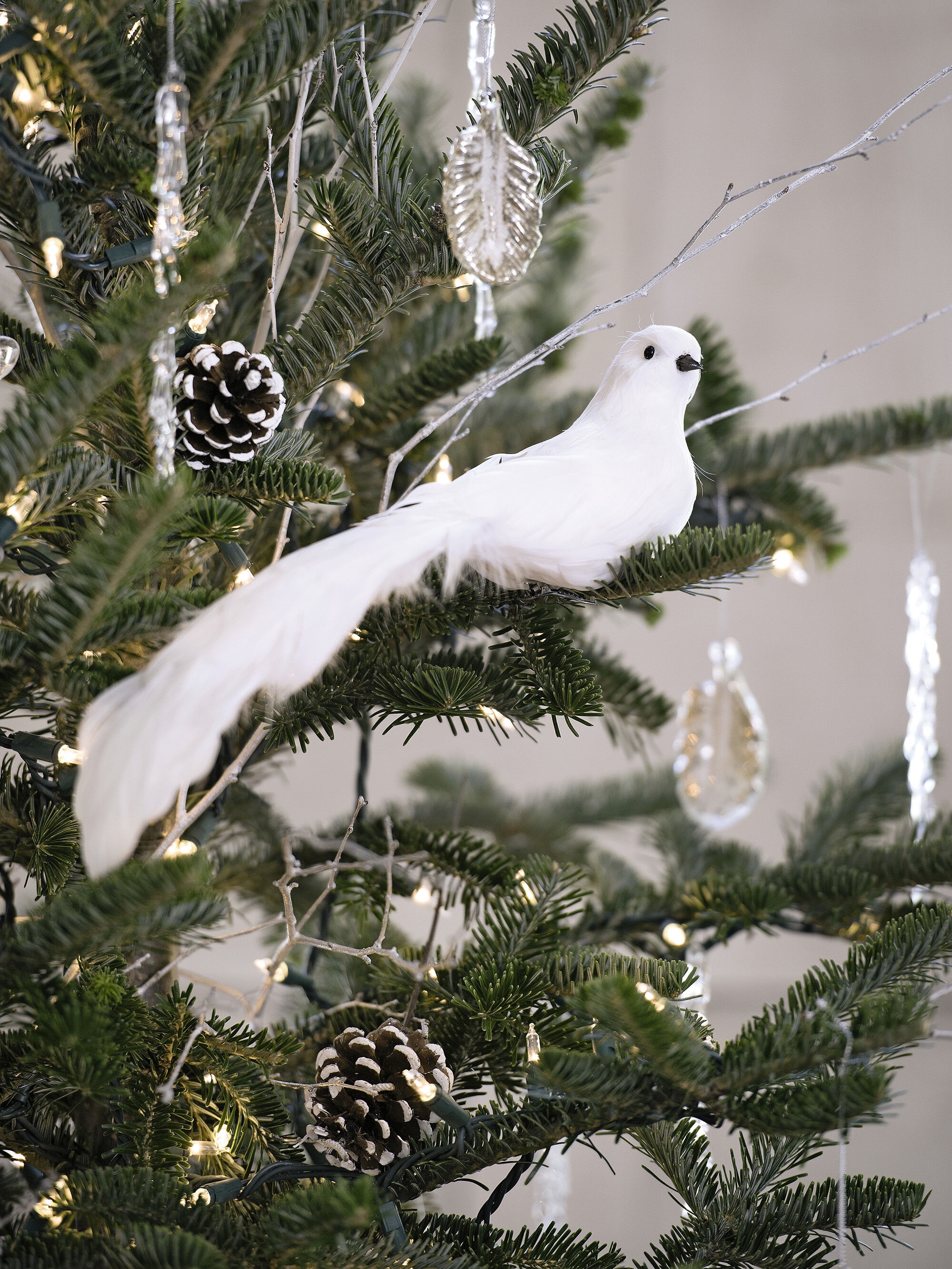 White Enamel Hanging Dove Decoration