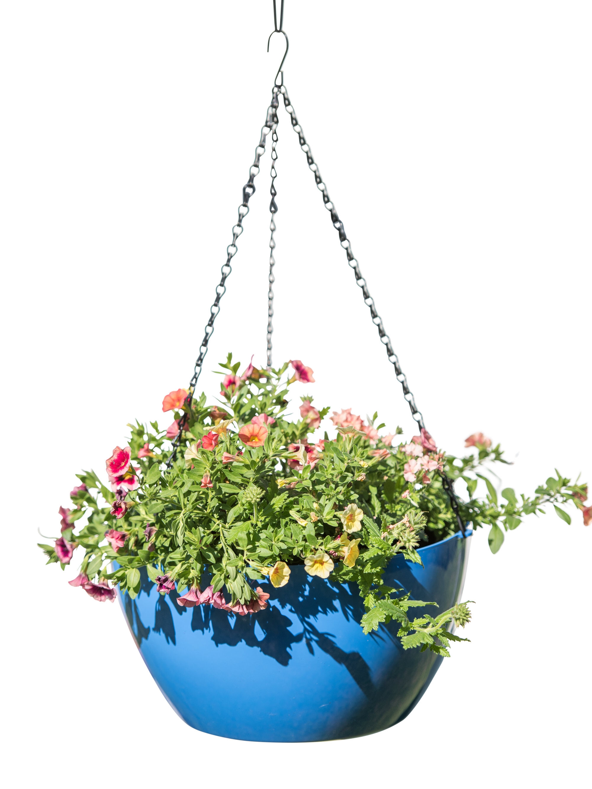 GFEU Round Self-Watering Hanging Planters for Indoor Outdoor Plants Garden Hanging Baskets for Plants with Drainer and Chain Red