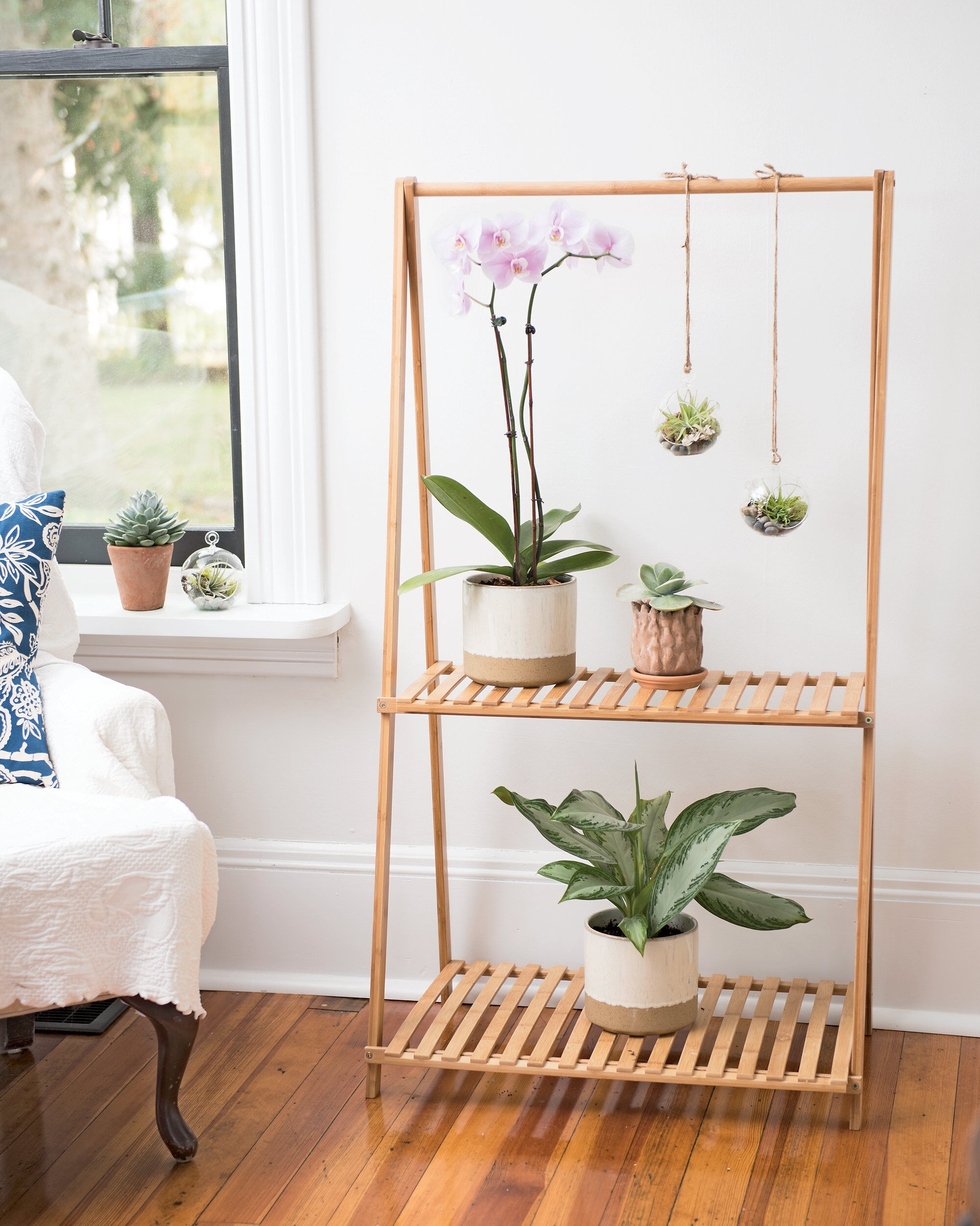 Bamboo Plant Stand with Hanging Bar | Gardener\'s Supply