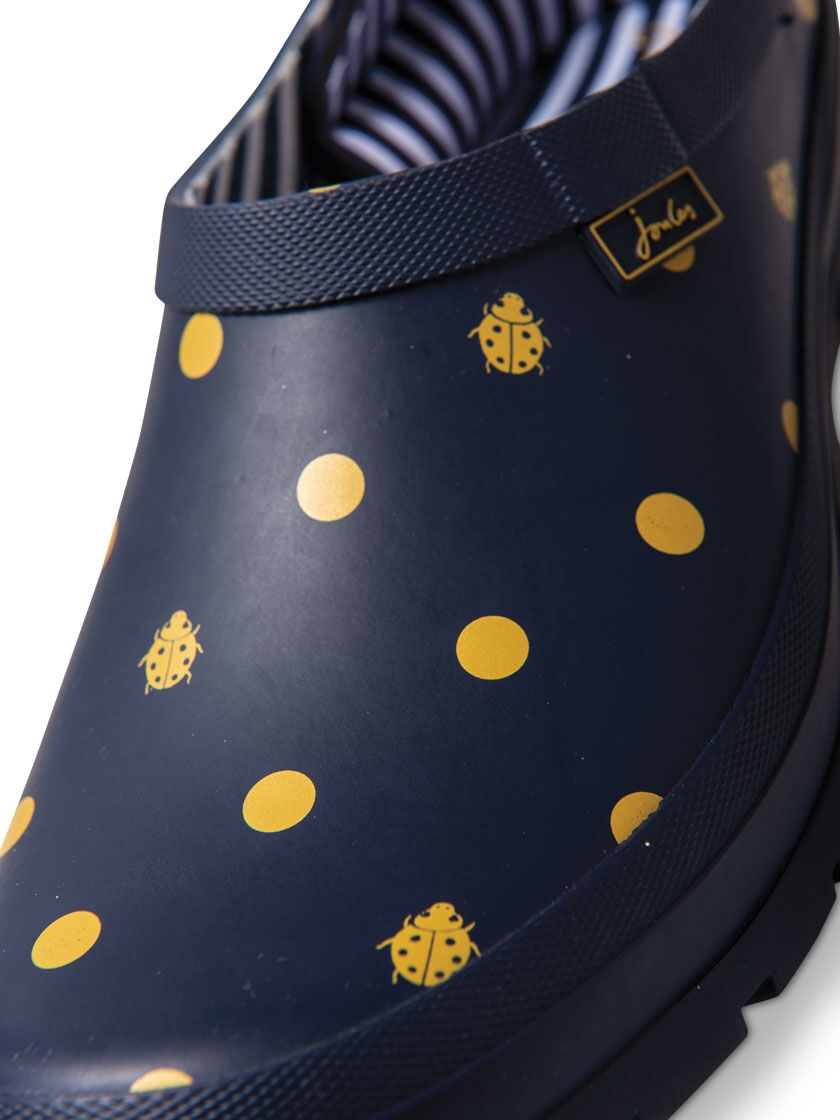 New Joules Ladies Navy Botanicals Slip on Welly Clogs UK 4-8 