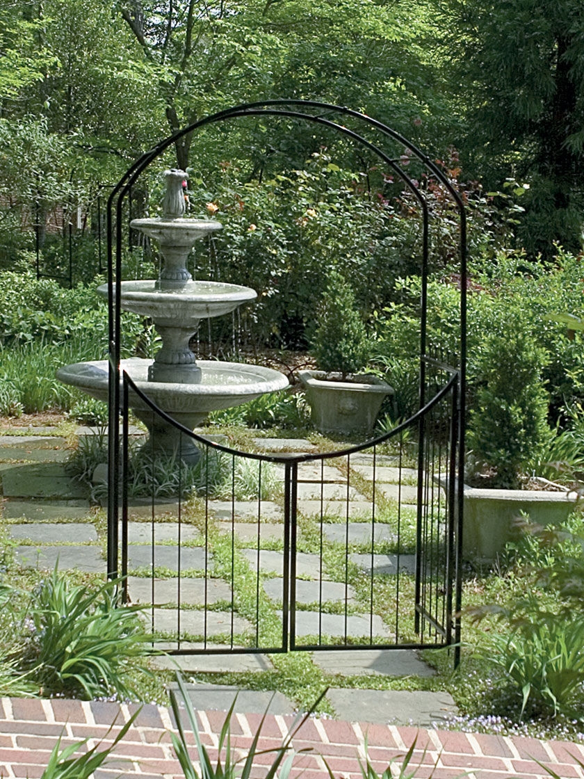 Savannah Arch Gate Gardener S Supply Savannah Arch Gate Gardener S Supply, Gardman Savannah Steel Garden Arbor With Gate Black