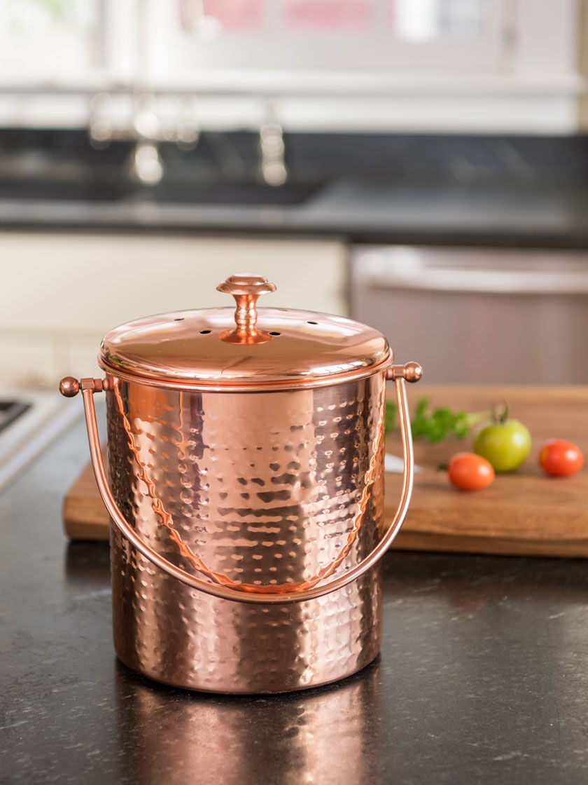 Hammered Copper Kitchen Compost Pail | Gardener's Supply
