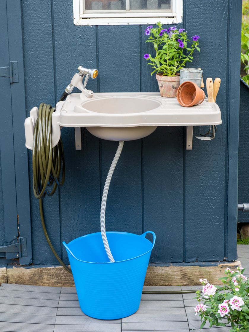 Riverstone Outdoor Garden Sink Gardener S Supply Riverstone Outdoor Garden Sink, How To Hook Up Outdoor Sink Garden Hose
