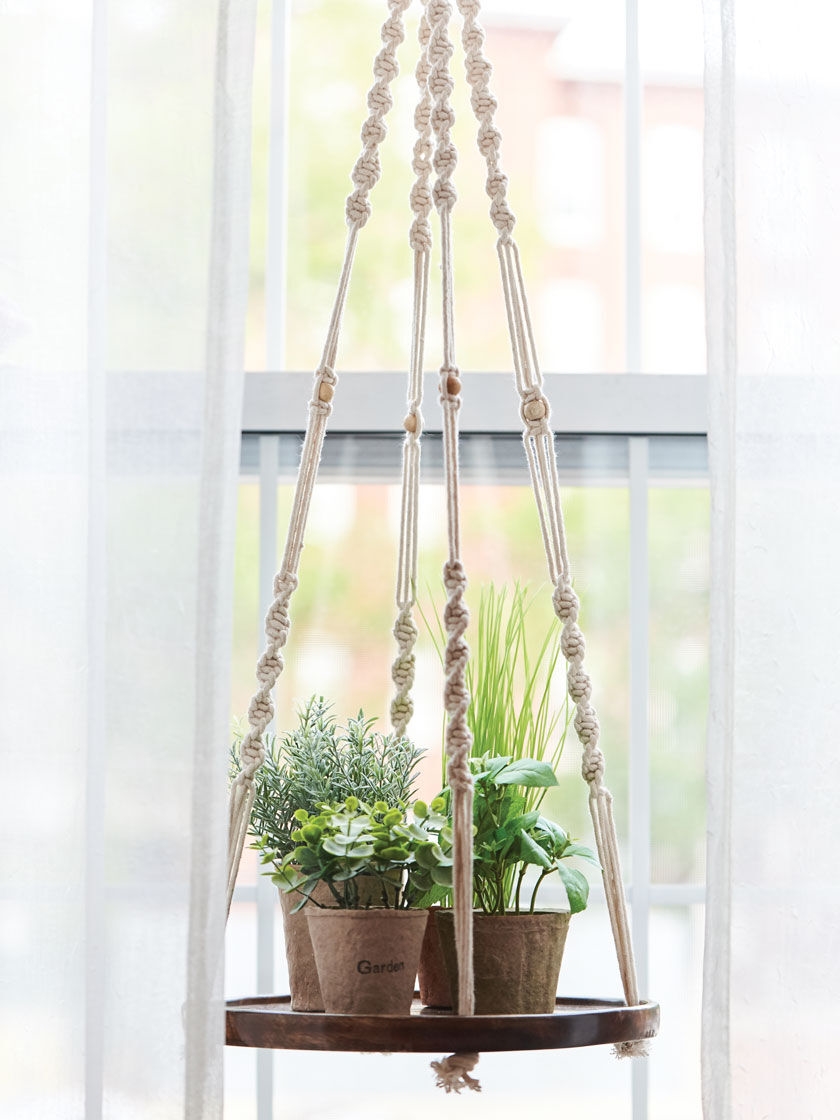 Hanging Wooden Plant Shelf