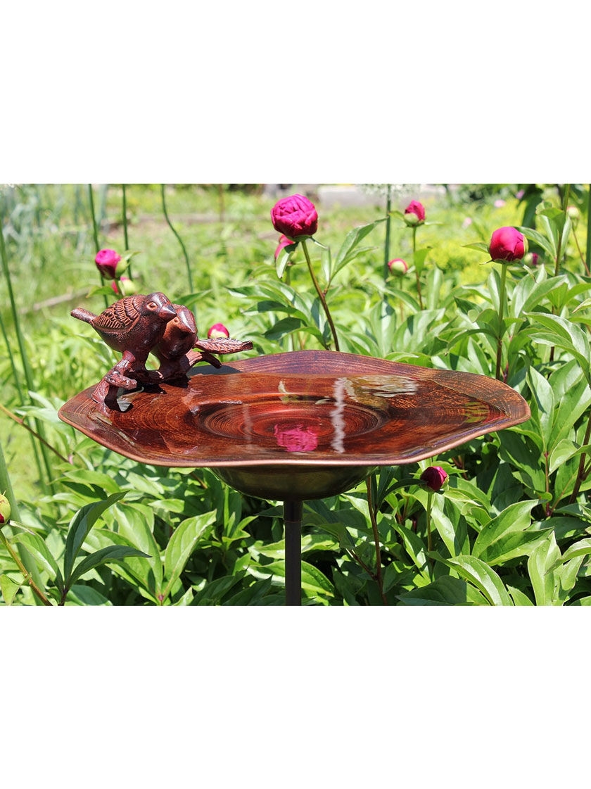 Achla Designs Antiqued Birdbath with Birds and Stake