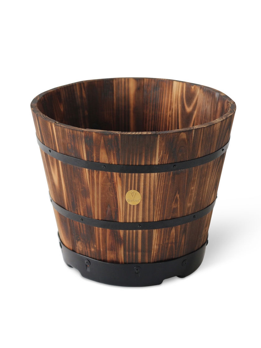 Brown DeVault Enterprises 10 diam Small Round Barrel Planter Medium x 8H in 