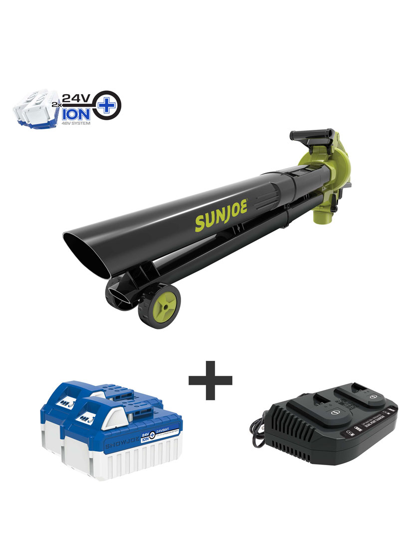 Sun Joe 24V-X2-BVM143 48-Volt iON+ Cordless Blower Vacuum Mulcher Kit