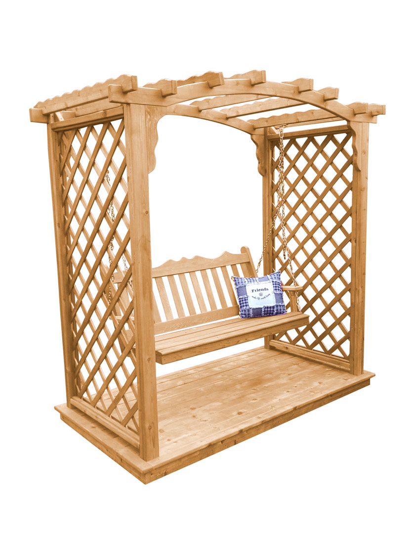 Jamesport Arbor with Deck & Swing Unfinished 6'
