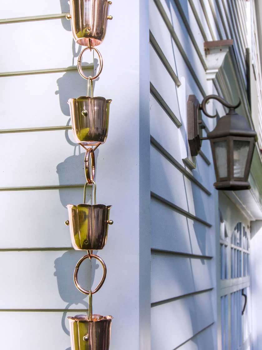 Bluebell Pure Copper Rain Chain, 8.5'