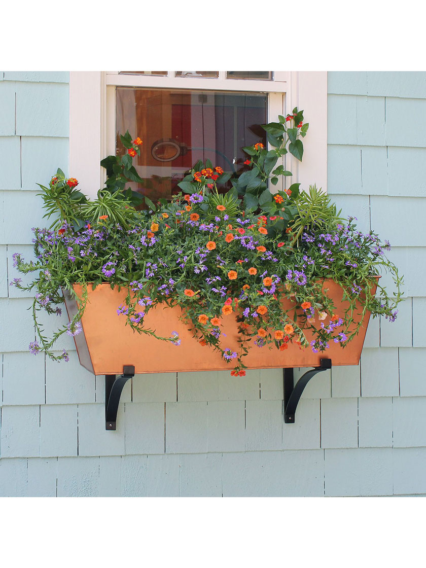 Achla Designs Plain Copper Plated Flower Box, Large